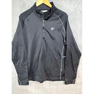 KJUS Pullover Black 1/4 Zip Long Sleeve Golf Top Men's Performance Size XL